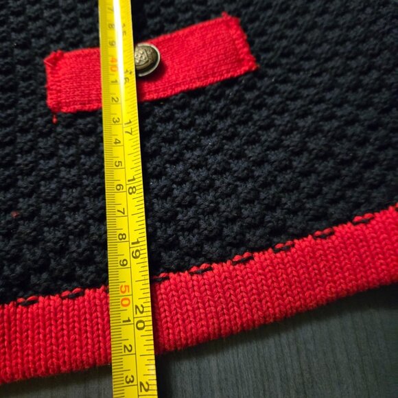 Cotton Knit Cardigan in Navy and Red Medium - Picture 7 of 7